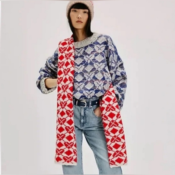 NEW! Free People Red and White Scarf - Picture 8 of 14